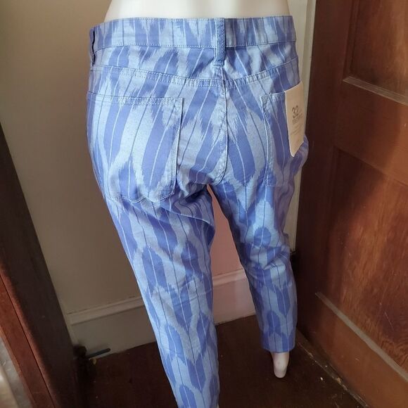 NEW J CREW blue ikat jeans toothpick stretch twill ankle pants 32 - Picture 6 of 10